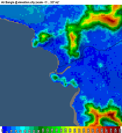 Air Bangis elevation map