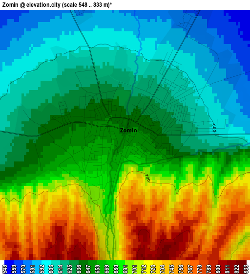 Zomin elevation map