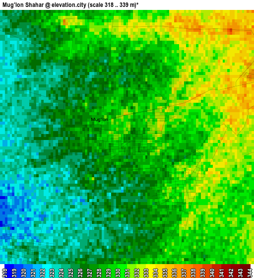 Mug‘lon Shahar elevation map