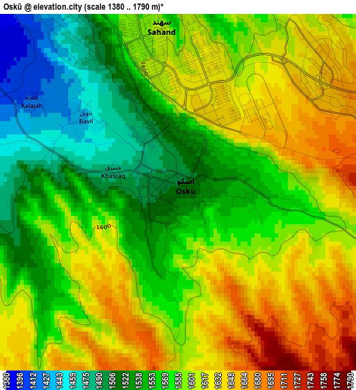 Oskū elevation map