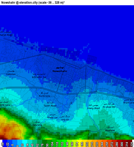 Nowshahr elevation map