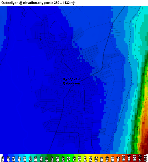 Qubodiyon elevation map