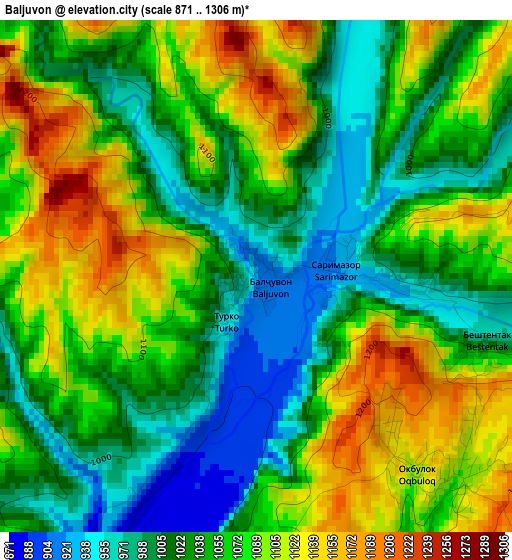 Baljuvon elevation map