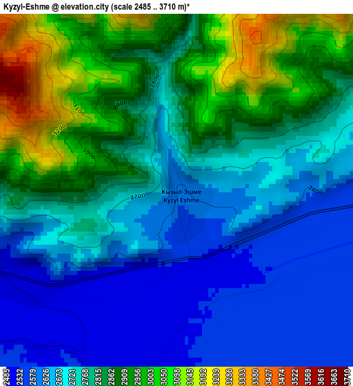 Kyzyl-Eshme elevation map