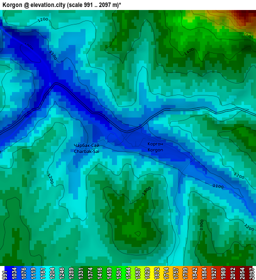 Korgon elevation map