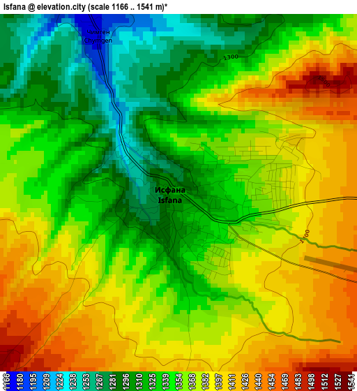 Isfana elevation map