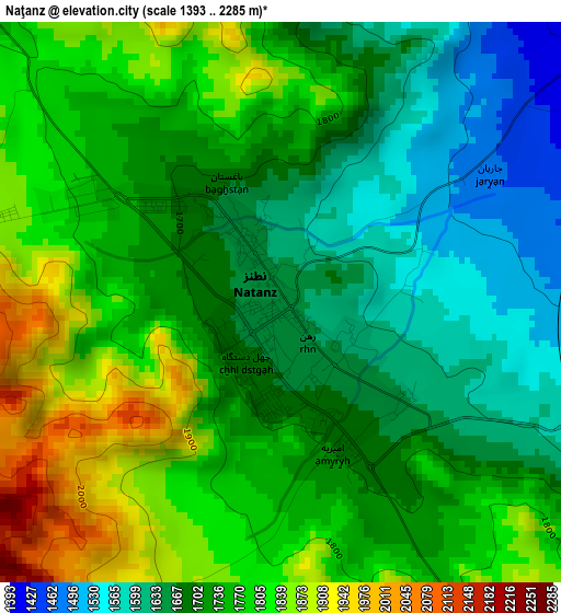 Naţanz elevation map