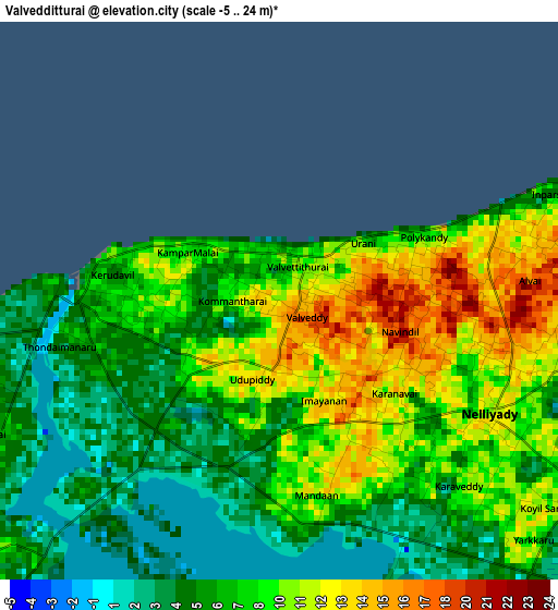 Valvedditturai elevation map