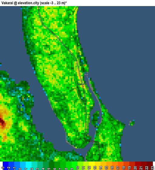 Vakarai elevation map