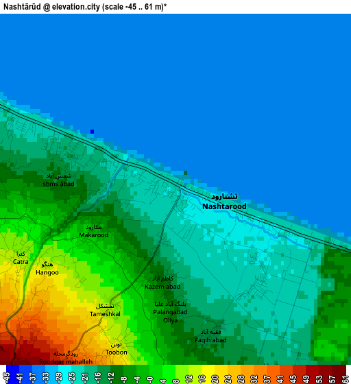Nashtārūd elevation map