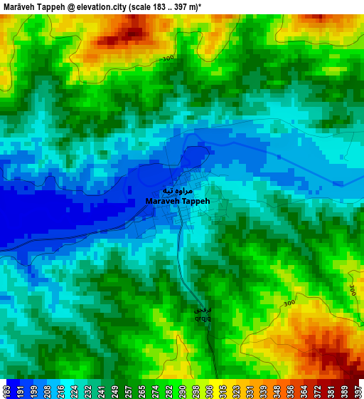 Marāveh Tappeh elevation map