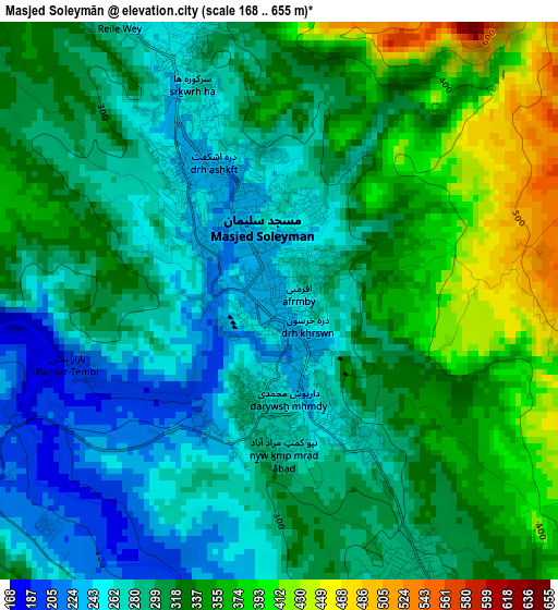 Masjed Soleymān elevation map