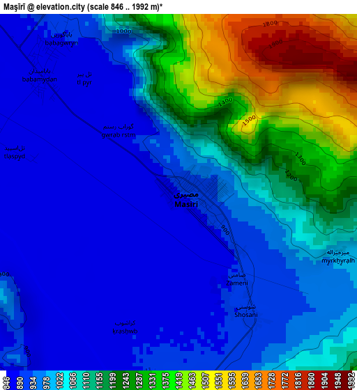 Maşīrī elevation map