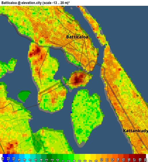 Batticaloa elevation map