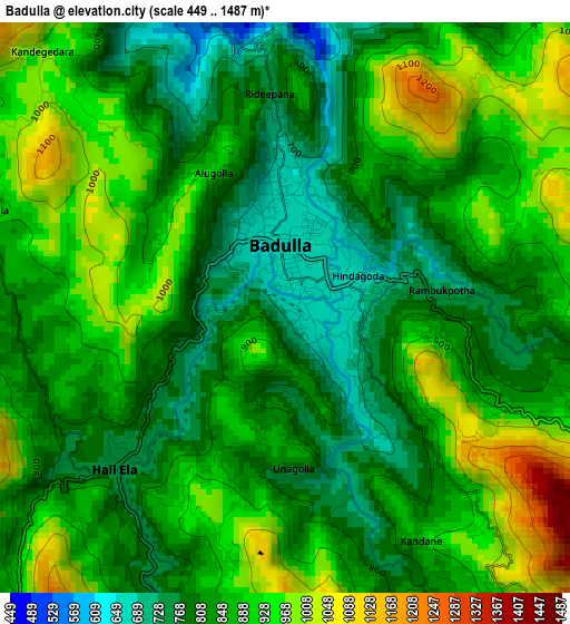Badulla elevation map