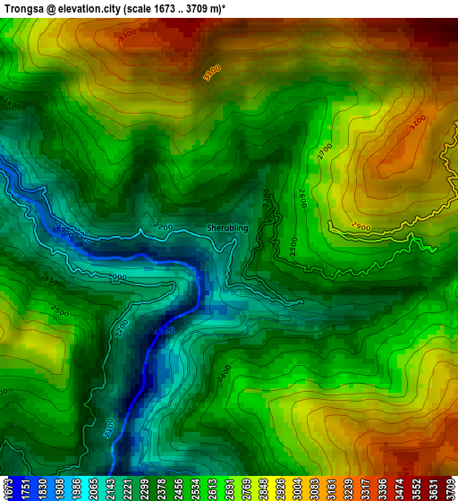 Trongsa elevation map