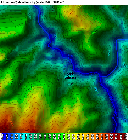 Lhuentse elevation map