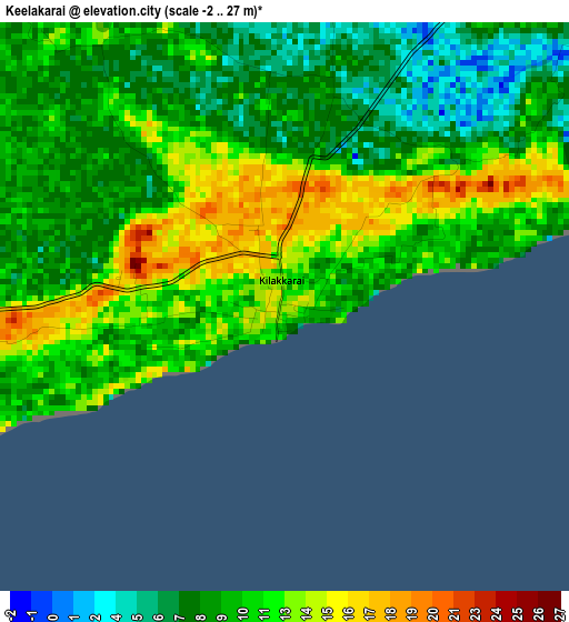 Keelakarai elevation map