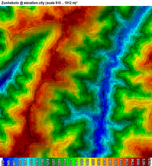 Zunheboto elevation map