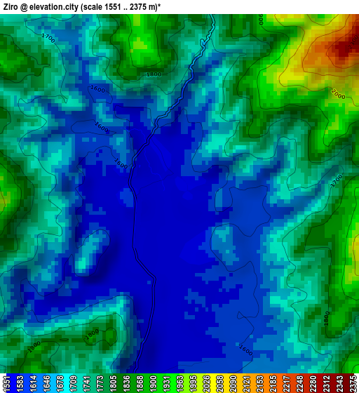 Ziro elevation map