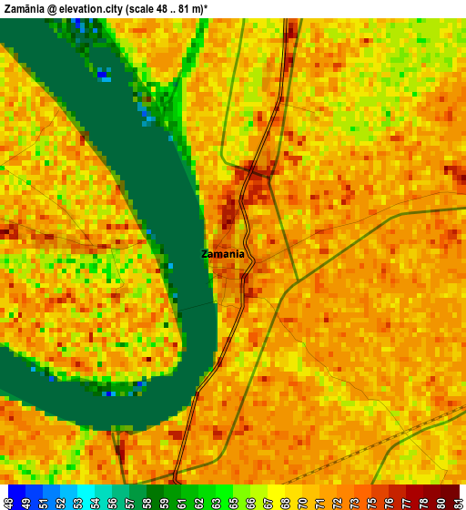 Zamānia elevation map