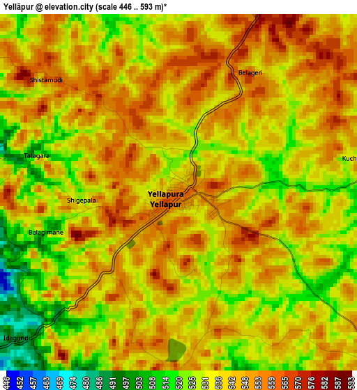 Yellāpur elevation map