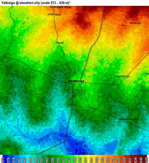 Yelbarga elevation map