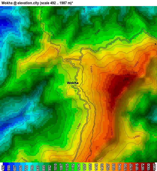 Wokha elevation map