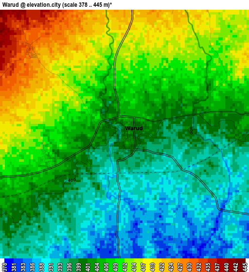 Warud elevation map