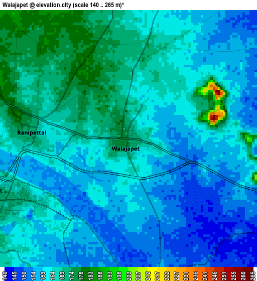 Walajapet elevation map