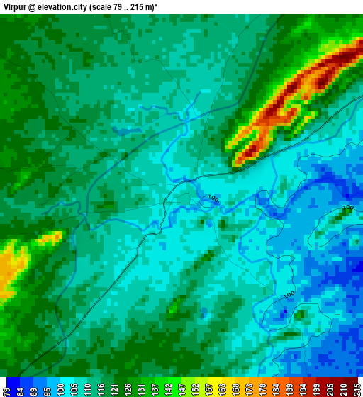 Virpur elevation map