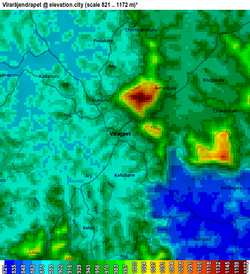 Vīrarājendrapet elevation map