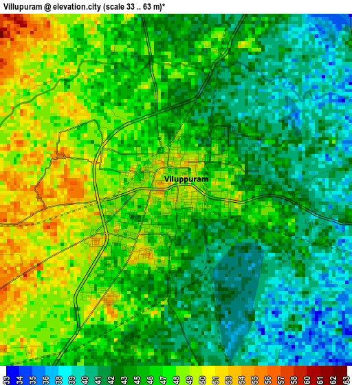 Villupuram elevation map