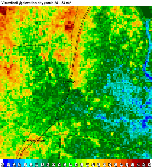 Vikravāndi elevation map