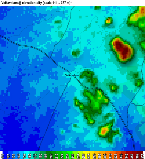 Vettavalam elevation map