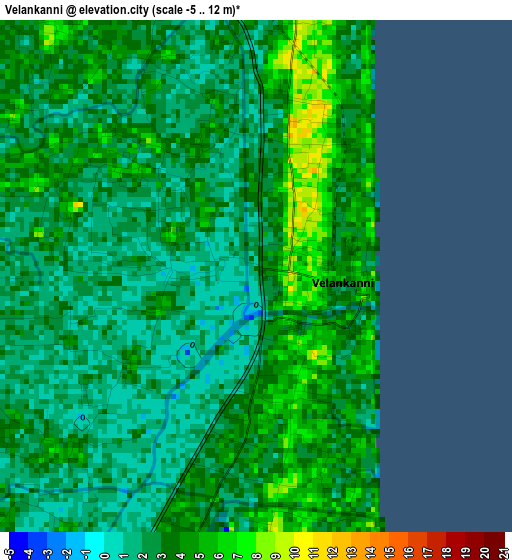 Velankanni elevation map