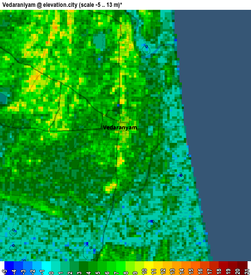 Vedaraniyam elevation map