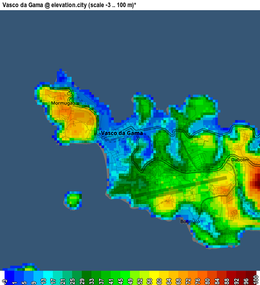 Vasco da Gama elevation map