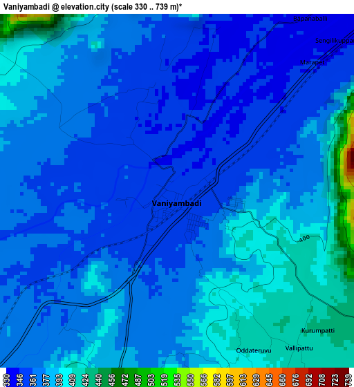 Vaniyambadi elevation map