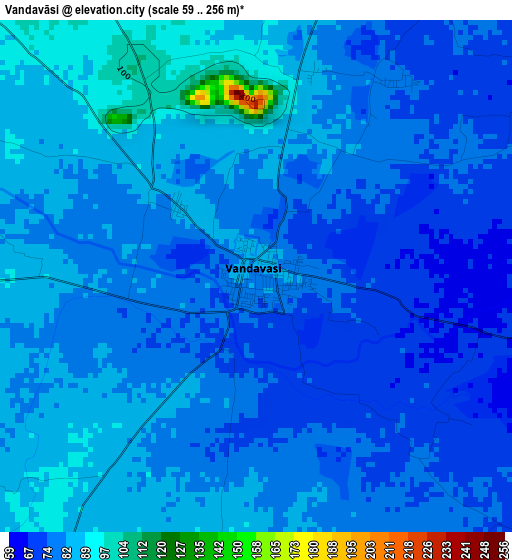 Vandavāsi elevation map