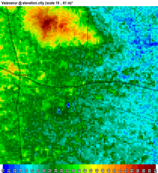 Valavanur elevation map