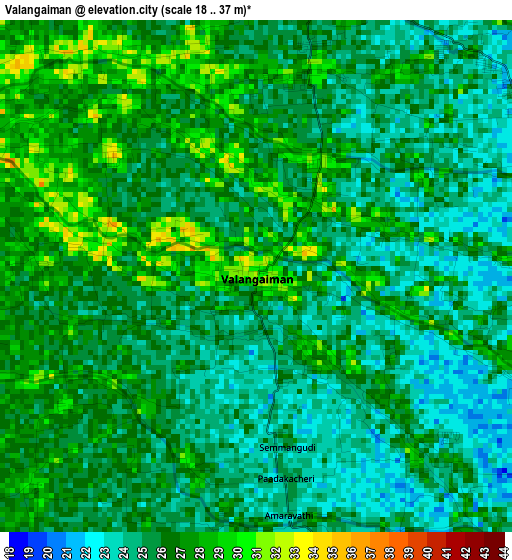 Valangaiman elevation map