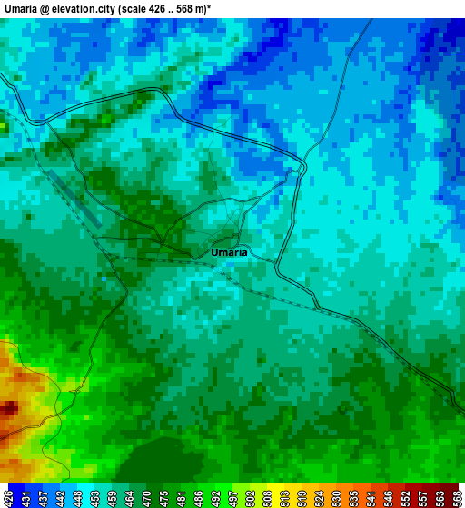 Umaria elevation map