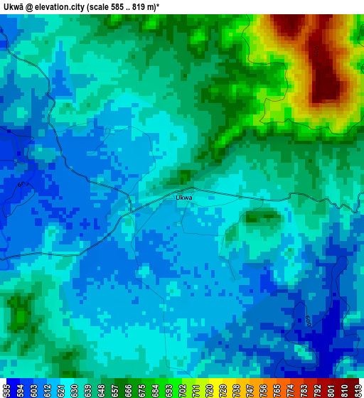 Ukwā elevation map