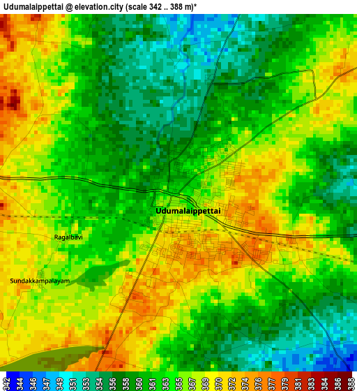 Udumalaippettai elevation map