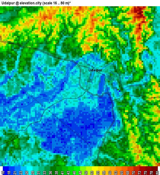 Udaipur elevation map