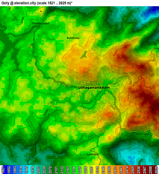 Ooty elevation map