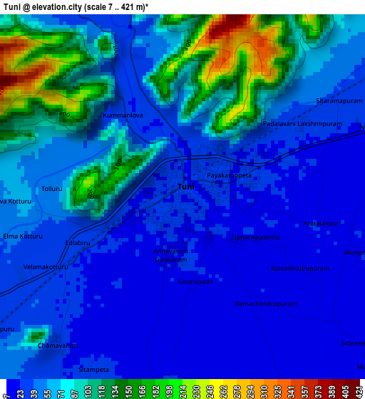 Tuni elevation map