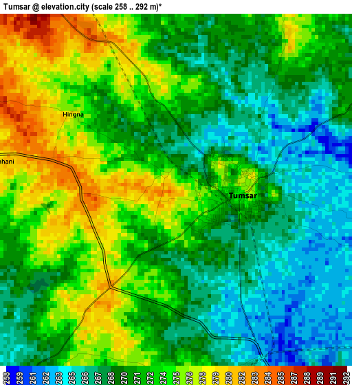 Tumsar elevation map