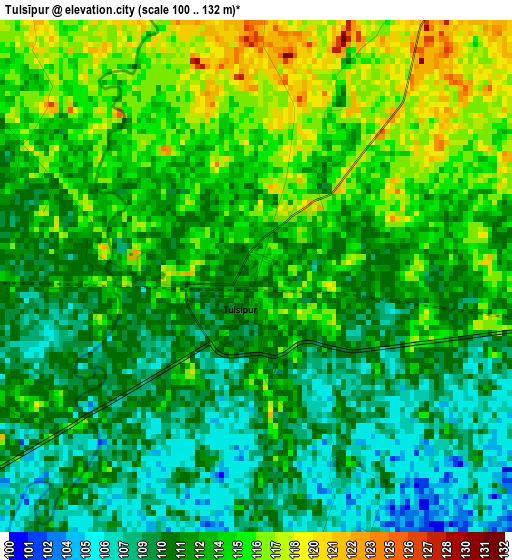 Tulsīpur elevation map